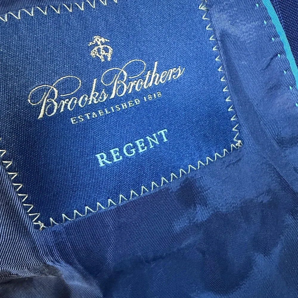 Brooks Brothers Suit Jacket Mens 40R Blue Pinstripe Wool Brookscool Regent